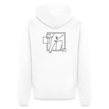 Ameisenbär in geometrischer Form - Line-Art-Design - Unisex Premium Bio Zip Hoodie - Weiß - Hinten - Thijin (182cm)