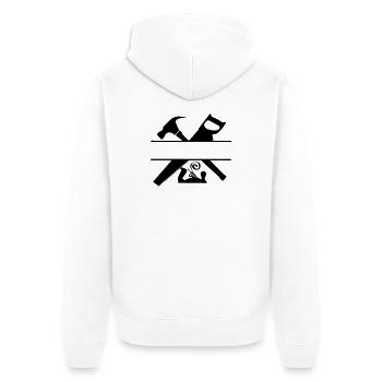 Scie à marteau et raboteuse logo de charpentier - Veste à capuche bio Premium Unisexe - blanc - Dos - Thijin (182cm)