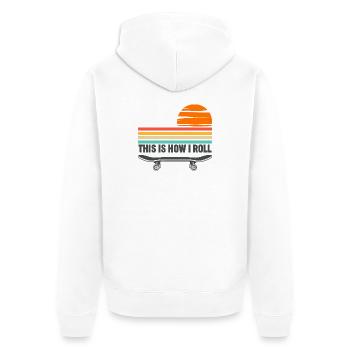 Skateboarden So ticke ich - Unisex Premium Bio Zip Hoodie - Weiß - Hinten - Thijin (182cm)