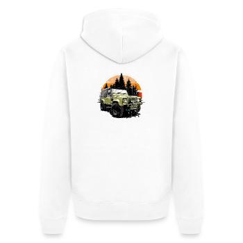 Waldweg-Verteidiger - Unisex Premium Bio Zip Hoodie - Weiß - Hinten - Thijin (182cm)