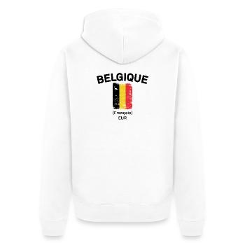 Belgian Flag Grunge Stripe - Unisex Premium Organic Zip Hoodie - white - Back - Thijin (182cm)