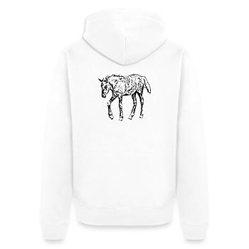 Pferde T-shirt Geschenk Reiter  - Unisex Premium Bio Zip Hoodie - Weiß - Hinten - Thijin (182cm)