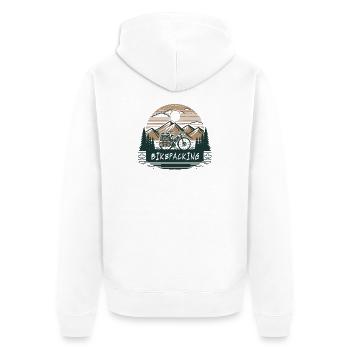 Gravel Bike Mountain Bikepacking Adventure Design - Unisex Premium Organic Zip Hoodie - white - Back - Thijin (182cm)