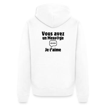 Nachricht, SMS, Valentinstag, Ich liebe dich - Unisex Premium Bio Zip Hoodie - Weiß - Hinten - Thijin (182cm)