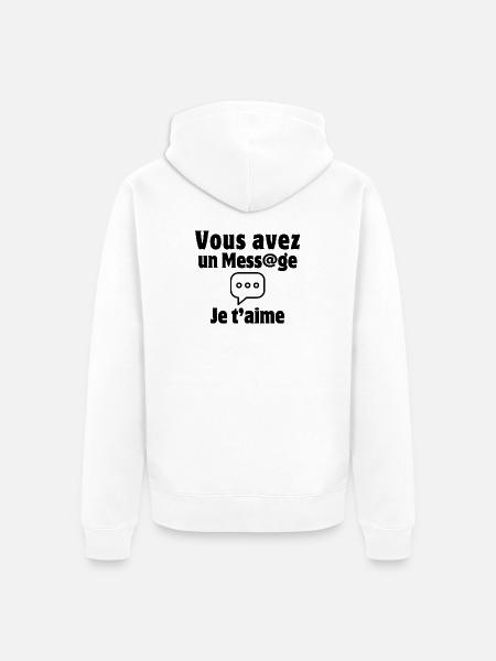 message, SMS, saint-valentin, je t'aime - Veste à capuche bio Premium Unisexe - blanc