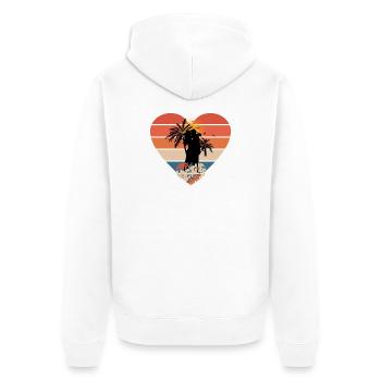 coucher de soleil amour baiser coeur design - Veste à capuche bio Premium Unisexe - blanc - Dos - Thijin (182cm)