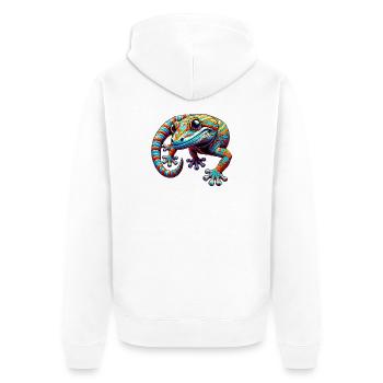 Gecko - Unisex Premium Organic Zip Hoodie - white - Back - Thijin (182cm)