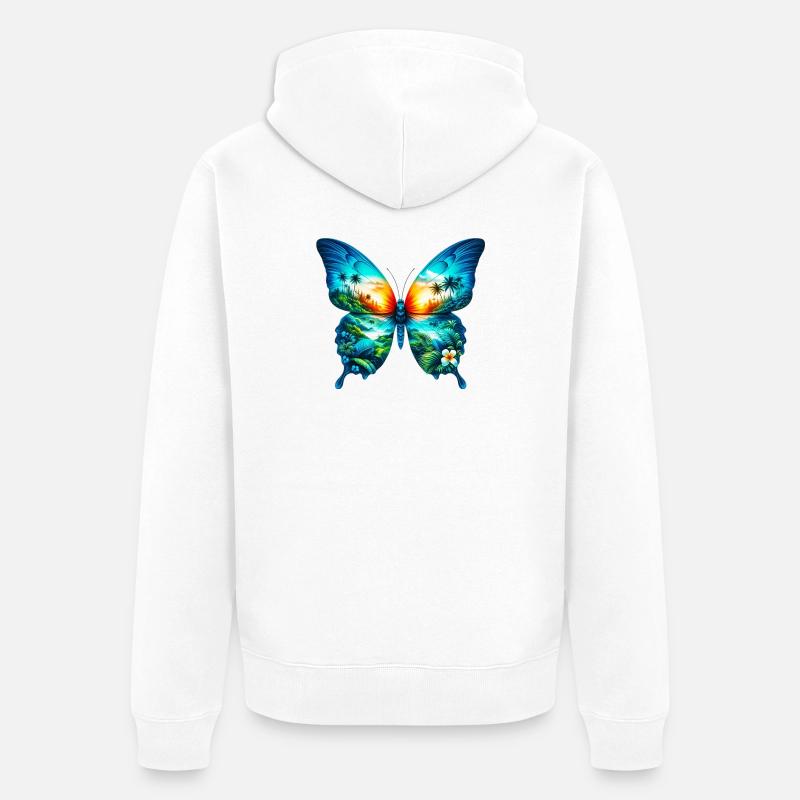 Papillon - Veste à capuche bio Premium Unisexe - blanc