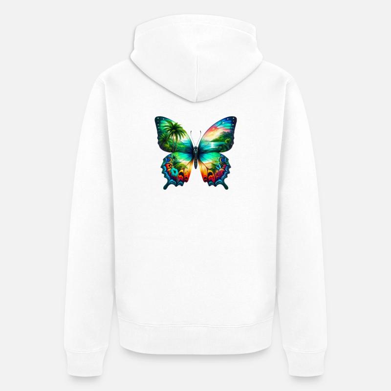 Papillon - Veste à capuche bio Premium Unisexe - blanc