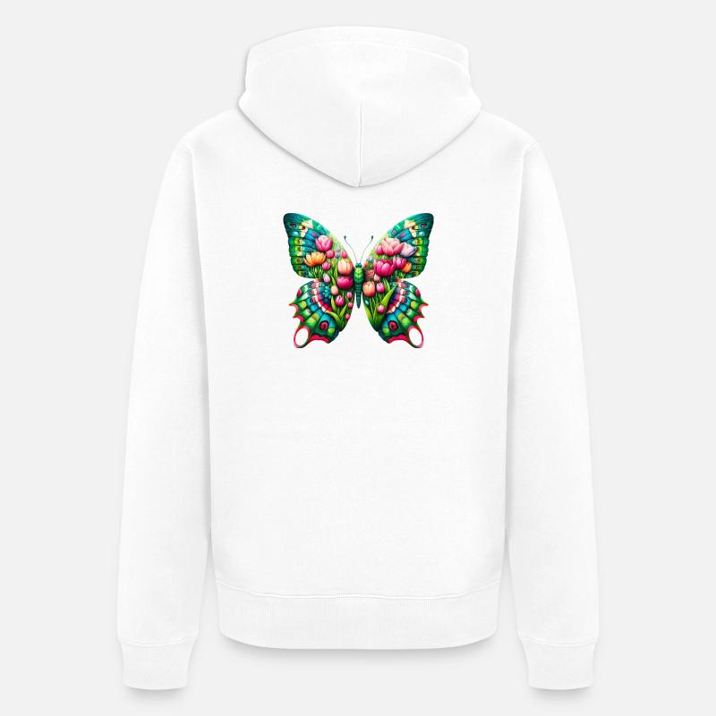 Papillon Fleurs Tulipes Tulipe Hollande - Veste à capuche bio Premium Unisexe - blanc
