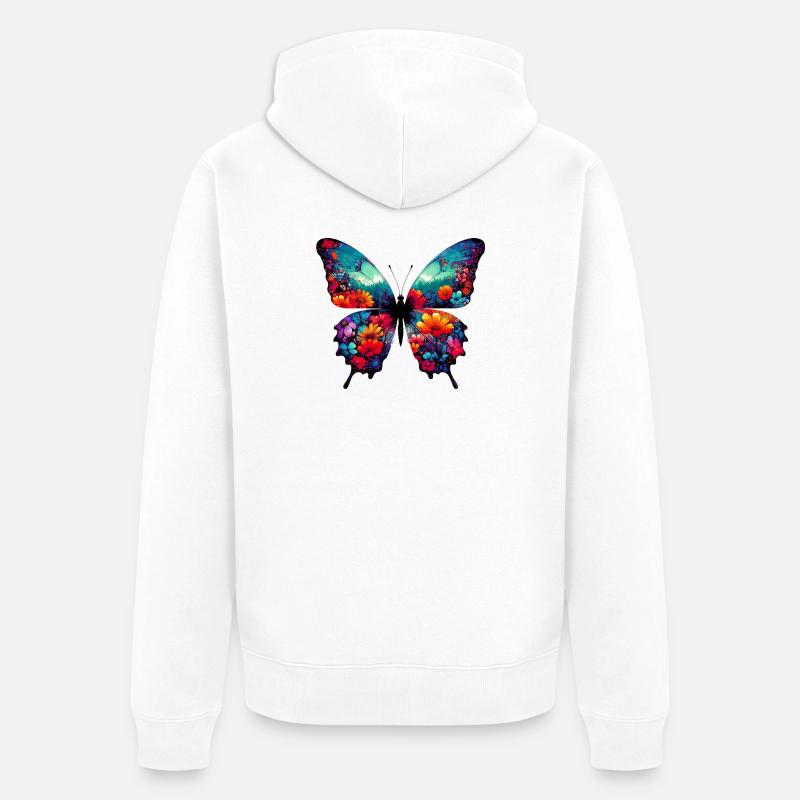 Papillon - Veste à capuche bio Premium Unisexe - blanc