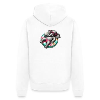 Un éléphant détendu sur une piste de natation - Veste à capuche bio Premium Unisexe - blanc - Dos - Thijin (182cm)
