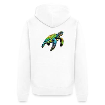 Turtle - Unisex Premium Organic Zip Hoodie - white - Back - Thijin (182cm)