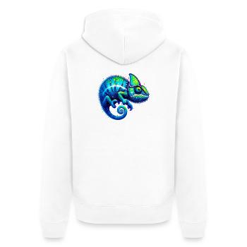 Chamäleon - Unisex Premium Bio Zip Hoodie - Weiß - Hinten - Thijin (182cm)