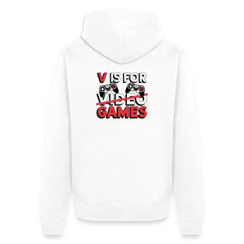 V comme Jeux Vidéo Amusants - Veste à capuche bio Premium Unisexe - blanc - Dos - Thijin (182cm)