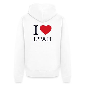 I LOVE UTAH - Unisex Premium Bio Zip Hoodie - Weiß - Hinten - Thijin (182cm)