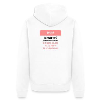 La pause café - Je suis pas assistante sociale - Veste à capuche bio Premium Unisexe - blanc - Dos - Thijin (182cm)
