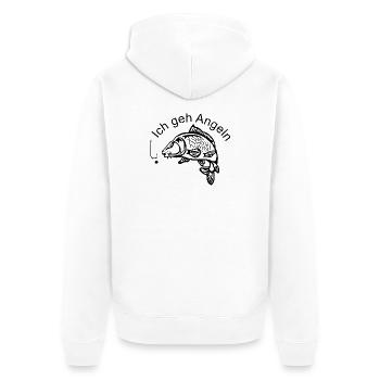 Elegante Karpfensilhouette - Unisex Premium Bio Zip Hoodie - Weiß - Hinten - Thijin (182cm)