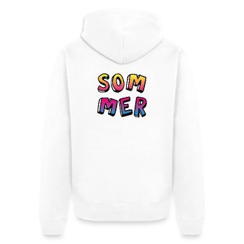 Sommer farbenfroh Comicstyle Farbverlauf Fun Camp - Unisex Premium Bio Zip Hoodie - Weiß - Hinten - Thijin (182cm)
