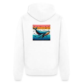 whale - Unisex Premium Organic Zip Hoodie - white - Back - Thijin (182cm)