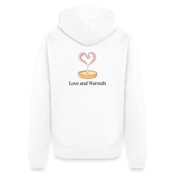 Heart Shaped Candle Flame Illustration - Unisex Premium Organic Zip Hoodie - white - Back - Thijin (182cm)