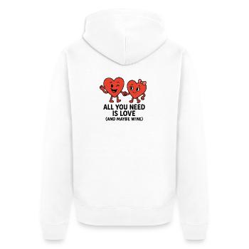Love and Wine Heart Design - Unisex Premium Organic Zip Hoodie - white - Back - Thijin (182cm)