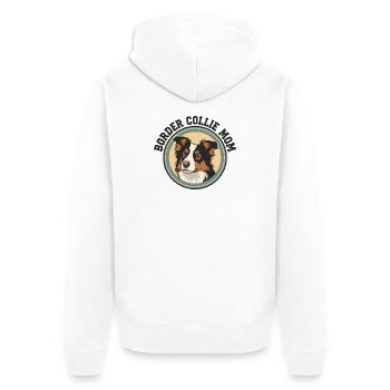 Border Collie Mom Retro-Badge für Hundemamas - Unisex Premium Bio Zip Hoodie - Weiß - Hinten - Thijin (182cm)