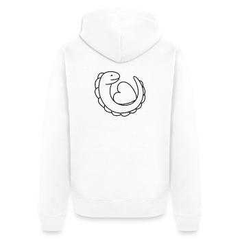 Echse mit Herz – Gecko, Liebe & Schutzsymbol - Unisex Premium Bio Zip Hoodie - Weiß - Hinten - Thijin (182cm)