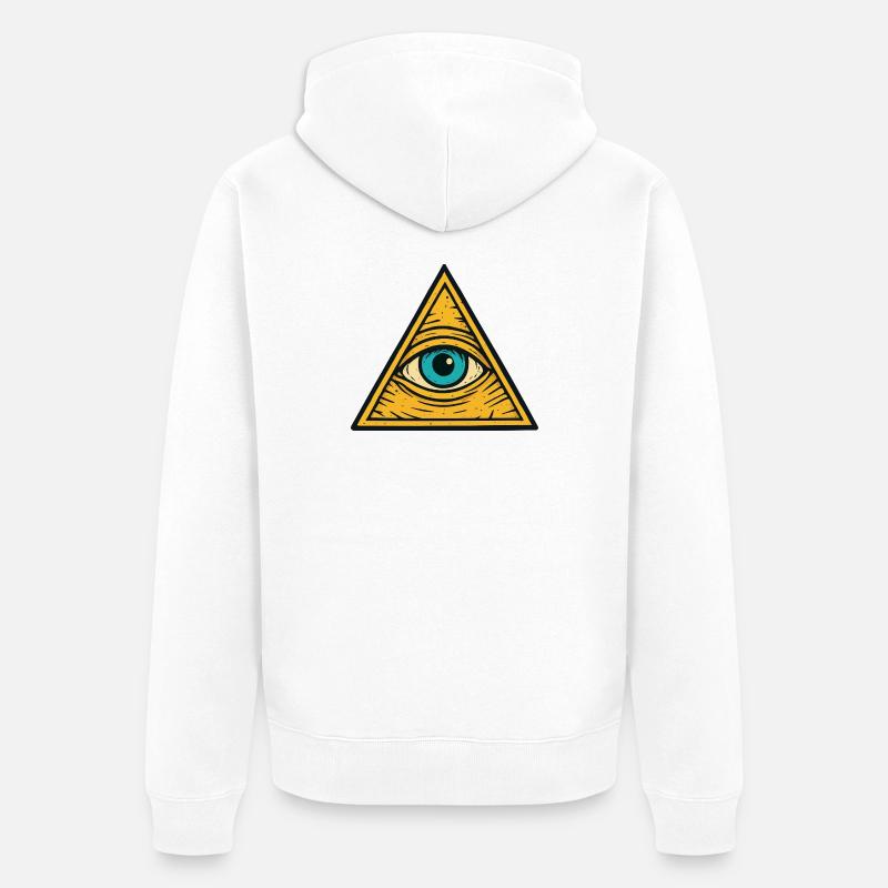 Oeil dans l’illustration du triangle - Veste à capuche bio Premium Unisexe - blanc