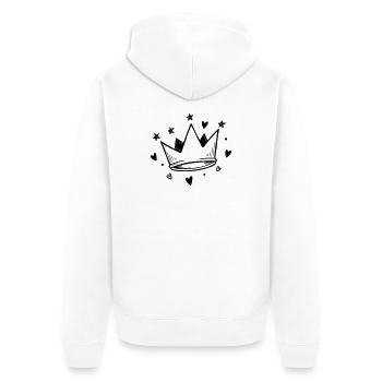 Douce couronne avec des cœurs et des étoiles | Doodle Look - Veste à capuche bio Premium Unisexe - blanc - Dos - Thijin (182cm)