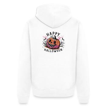 Halloween Grimace Pumpkin - Unisex Premium Organic Zip Hoodie - white - Back - Thijin (182cm)