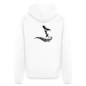 Wingfoiler on wave - Unisex Premium Organic Zip Hoodie - white - Back - Thijin (182cm)