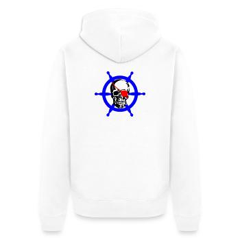 Pirat - Unisex Premium Bio Zip Hoodie - Weiß - Hinten - Thijin (182cm)