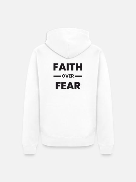 Faith_Over_Fear_Transparent_Black - Unisex Premium Bio Zip Hoodie - Weiß