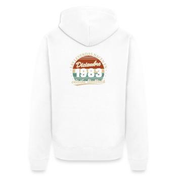 Dezember 1983 Retro Vintage Geburtstagsgeschenk - Unisex Premium Bio Zip Hoodie - Weiß - Hinten - Thijin (182cm)