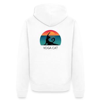 Yoga Cat – Un design décontracté pour les fans de chats - Veste à capuche bio Premium Unisexe - blanc - Dos - Thijin (182cm)
