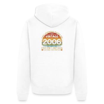 Born In 2006 Vintage 20 Years Birthday - Unisex Premium Organic Zip Hoodie - white - Back - Thijin (182cm)