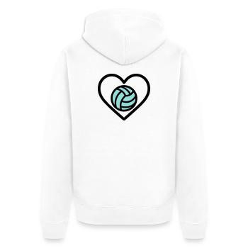 Heart Volleyball – Team Sport Lover - Unisex Premium Organic Zip Hoodie - white - Back - Thijin (182cm)