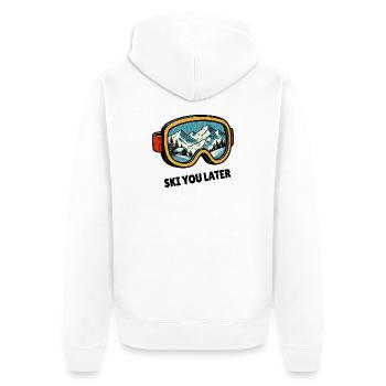 Ski You Later – ski goggle design for skiers - Unisex Premium Organic Zip Hoodie - white - Back - Thijin (182cm)