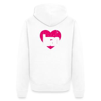 J’aime Ivan Coeur Rose J’aime Ivan - Veste à capuche bio Premium Unisexe - blanc - Dos - Thijin (182cm)