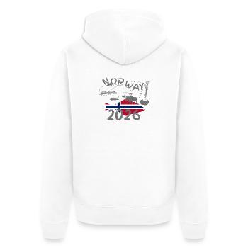 Norway 2026 Halibut with Mountains and Moose Fishing - Unisex Premium Organic Zip Hoodie - white - Back - Thijin (182cm)