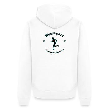 Hertz-Sport - Unisex Premium Bio Zip Hoodie - Weiß - Hinten - Thijin (182cm)
