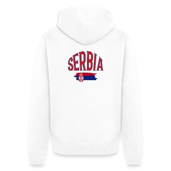 Serbia - Unisex Premium Organic Zip Hoodie - white - Back - Thijin (182cm)