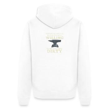 Enclume du forgeron Mains volontaires du futur Conception sale - Veste à capuche bio Premium Unisexe - blanc - Dos - Thijin (182cm)