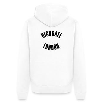 Night Gate London Emblem - Unisex Premium Organic Zip Hoodie - white - Back - Thijin (182cm)