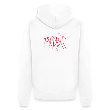 Moabit Souvenir für echte Moabiter - Unisex Premium Bio Zip Hoodie - Weiß - Hinten - Thijin (182cm)