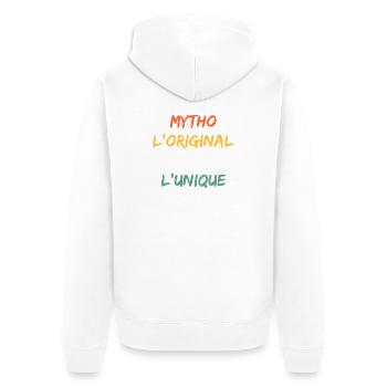 Mytho Original The True Unique - Unisex Premium Organic Zip Hoodie - white - Back - Thijin (182cm)