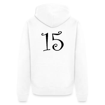 15. 15 ANS. 15e ANNIVERSAIRE. ANNIVERSAIRE 15 ANS. - Veste à capuche bio Premium Unisexe - blanc - Dos - Thijin (182cm)