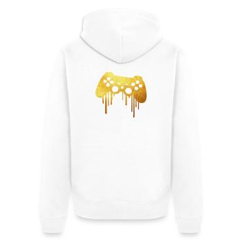 Gold player gamer - Unisex Premium Bio Zip Hoodie - Weiß - Hinten - Thijin (182cm)