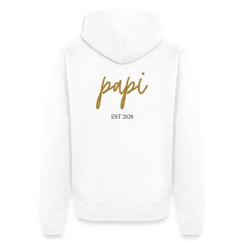 Papi est 2026 - Unisex Premium Organic Zip Hoodie - white - Back - Thijin (182cm)